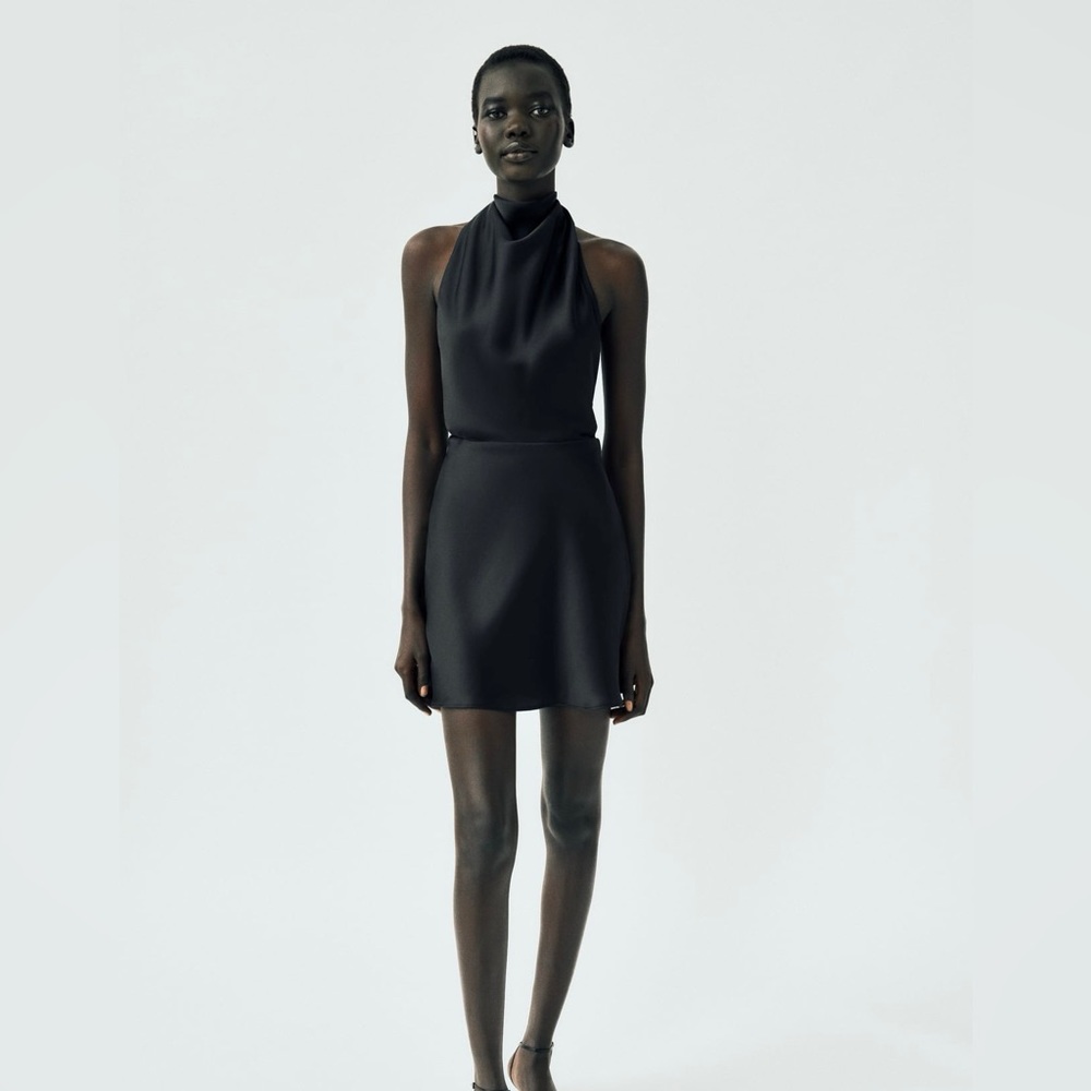 ZARA DRAPED SATIN EFFECT DRESS (SMALL - SOLD OUT ONLINE)